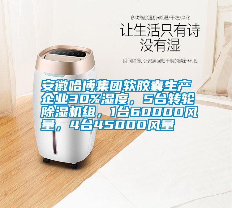 安徽哈博集團軟膠囊生產企業30%濕度，5臺轉輪除濕機組，1臺60000風量，4臺45000風量